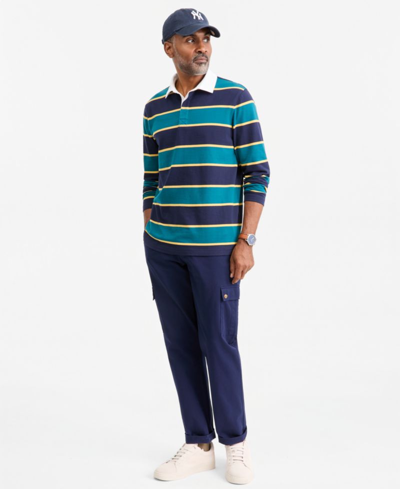 Men's Stripe Long-Sleeve Rugby Shirt