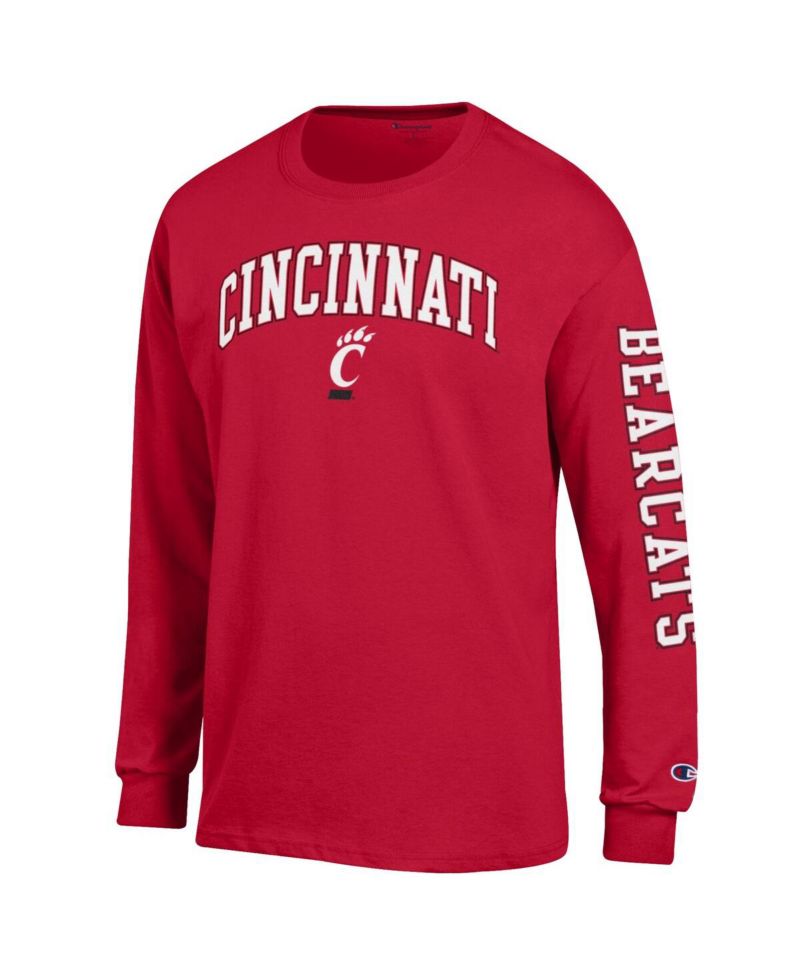 Men's Red Cincinnati Bearcats Arch Over Logo 2-Hit Long Sleeve T-Shirt