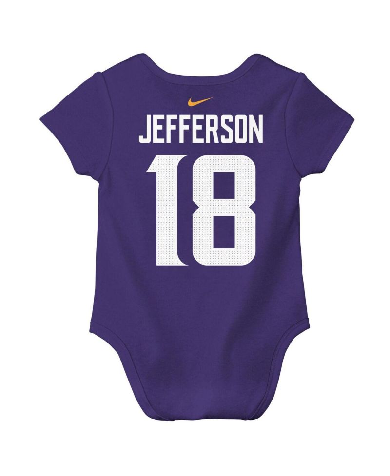 Baby Boys and Girls Justin Jefferson Purple Minnesota Vikings Player Name & Number Bodysuit