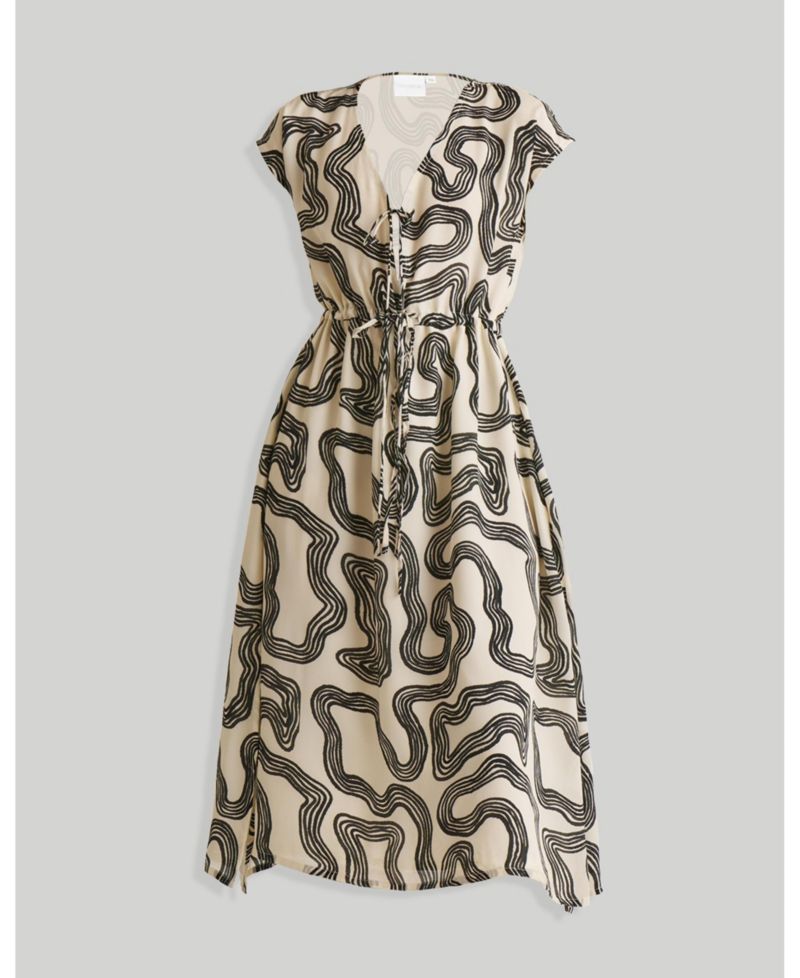 Women's Deep V-neck Gathered Dress