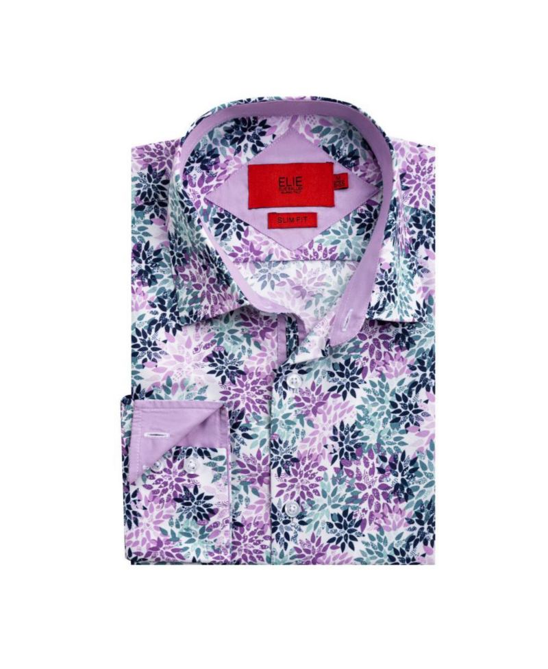 Men's Slim Fit Floral Button-Down Shirt