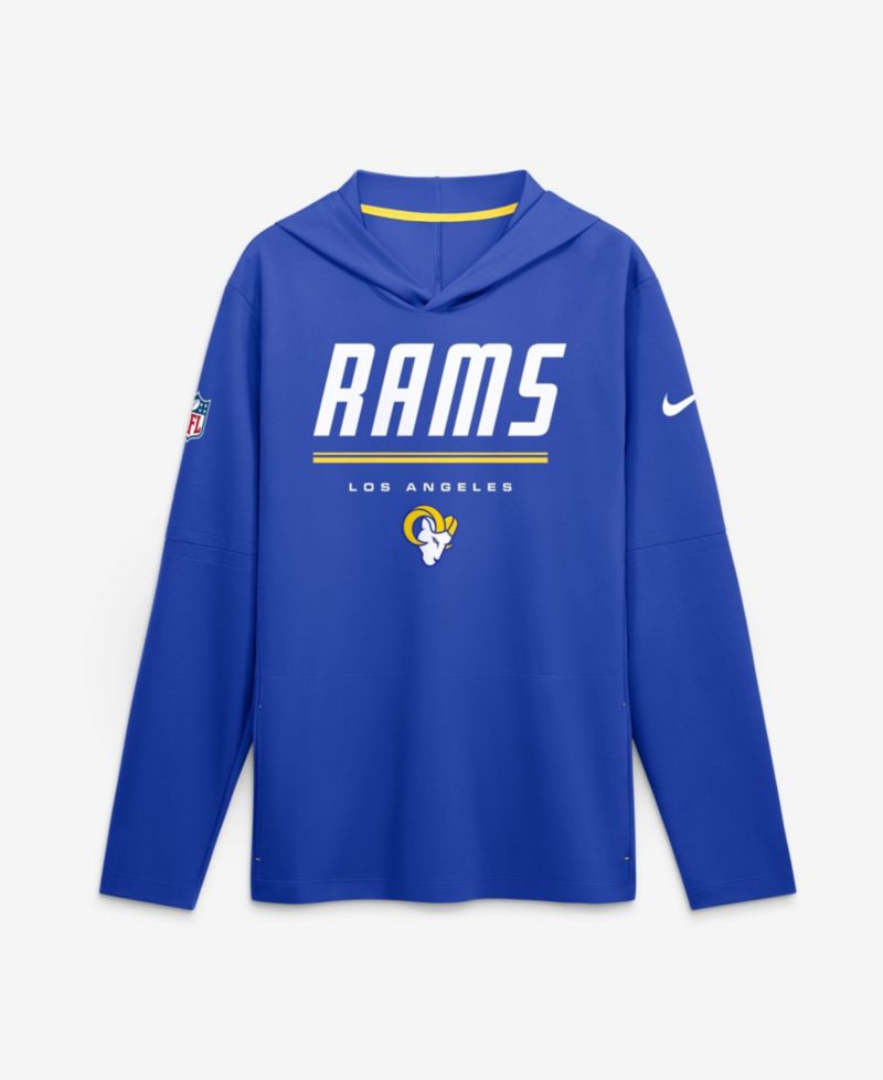 Men's Royal Los Angeles Rams Sideline Lightweight Long Sleeve Hooded Dri-FIT T-Shirt