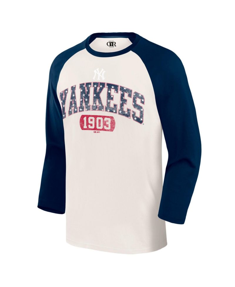 Men's Cream/Navy New York Yankees Americana 3/4-Sleeve Raglan T-Shirt