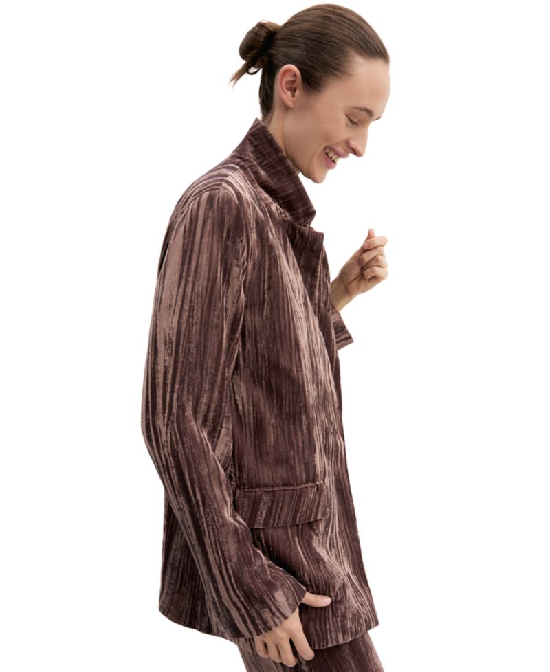 Women's Oversized Single-Breasted Stretch Velvet Blazer