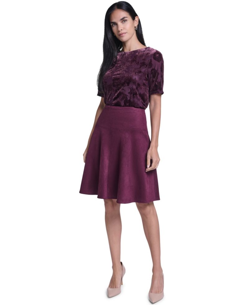 Women's A-Line High-Waisted Knee-Length Skirt