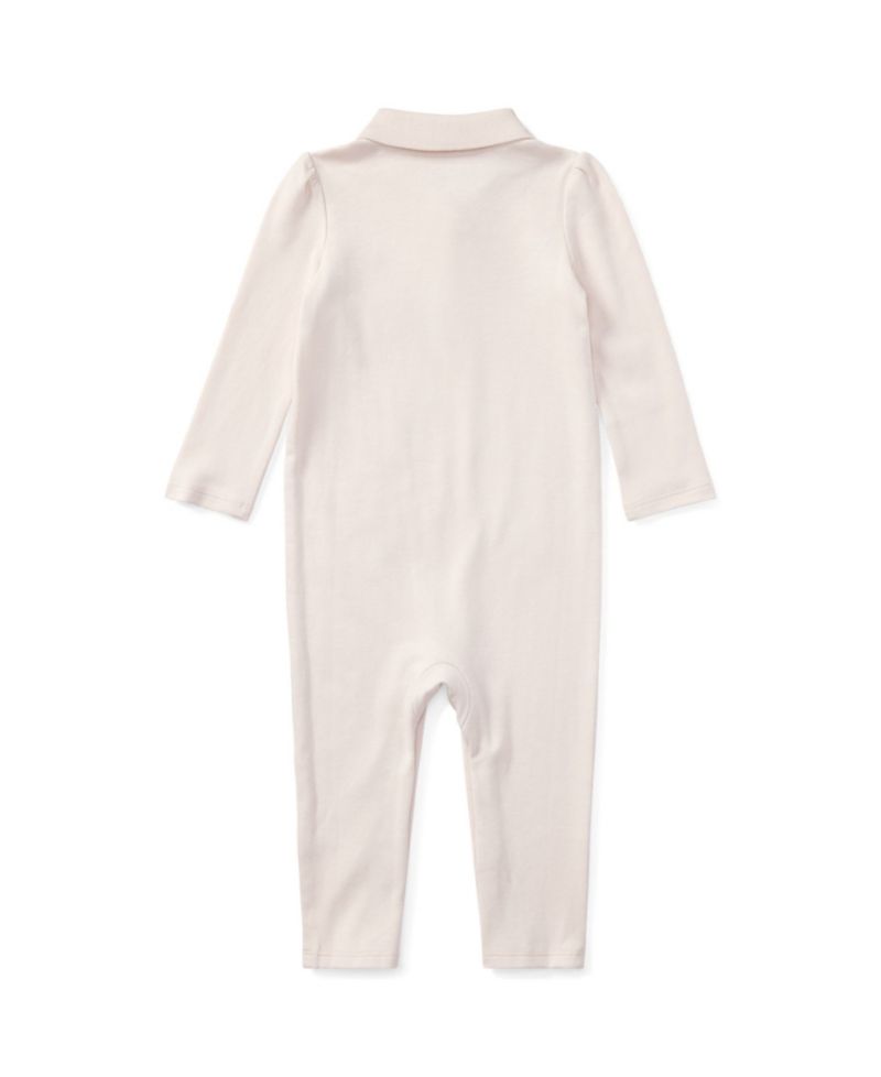 Baby Girls Ribbed Polo Collar Coverall