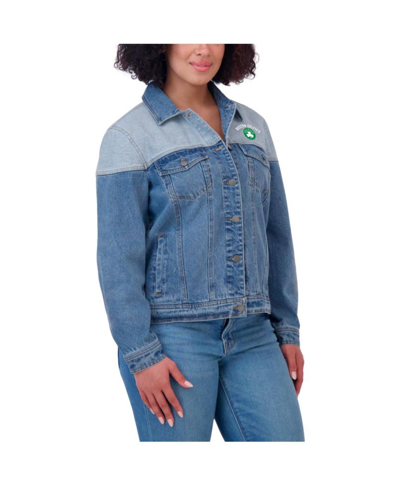 Women's Blue Boston Celtics Full-Button Denim Jacket