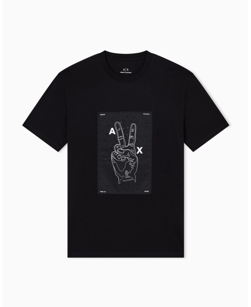 Men's Night Lab Peace Sign Embellished T-Shirt