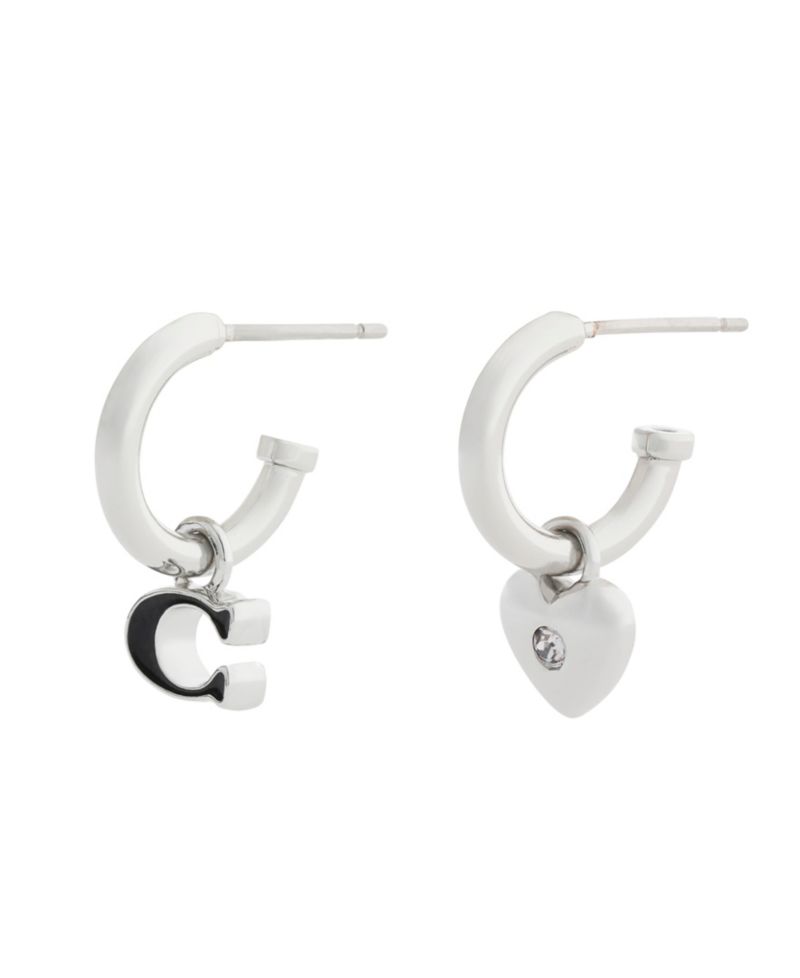 Black Signature C Heart Mismatch Earrings