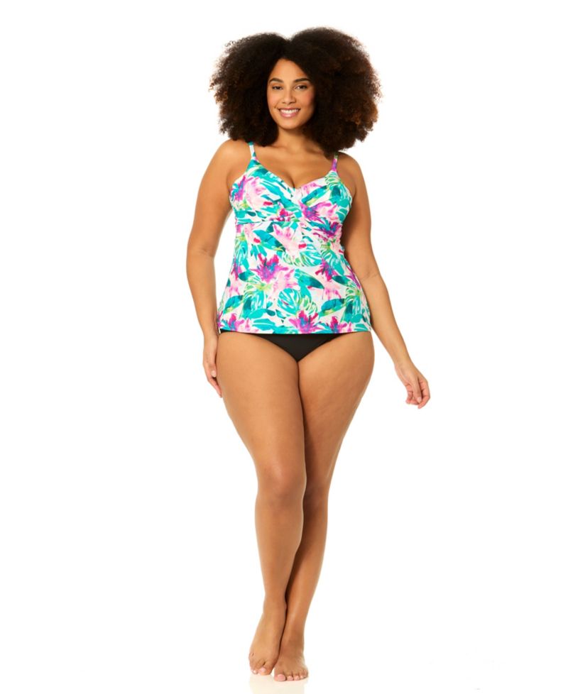 Plus Size Underwire Aries Floral Print Swim Tankini Top and Bottoms