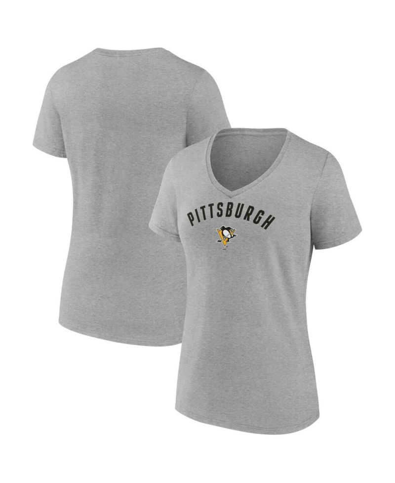 Women's Gray Pittsburgh Penguins V-Neck T-Shirt