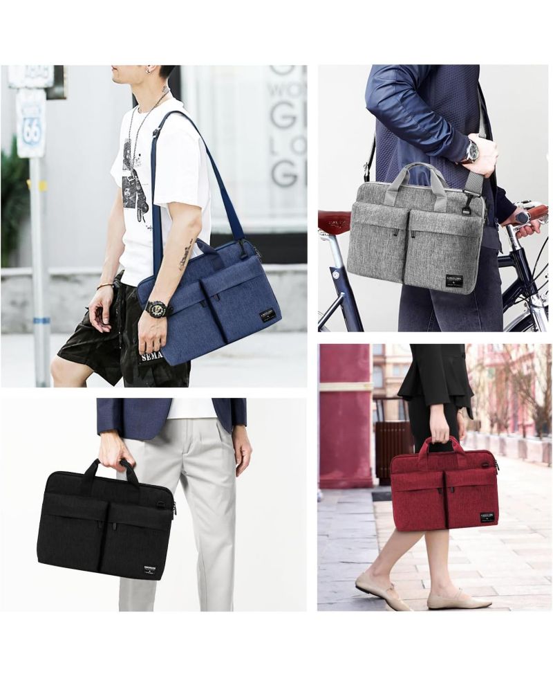 14 inch Laptop Bag with Shoulder Strap, Messenger Bag,Slim Computer Carrying Case Notebook Handbag for Men Women Fit for Acer Asus Lenovo HP Toshiba, Gray