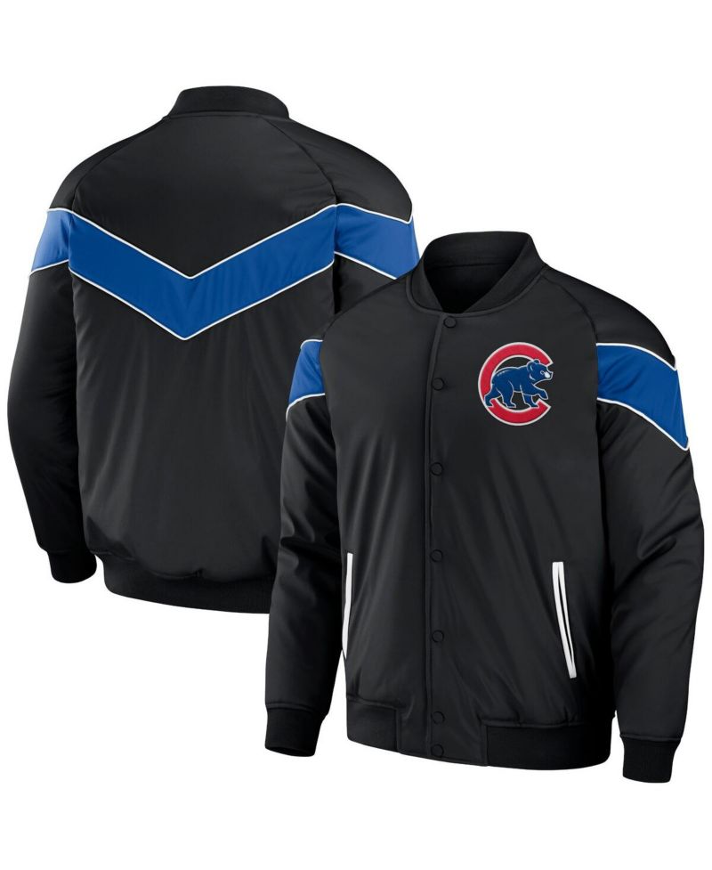 Men's Black Chicago Cubs Baseball Raglan Full-Snap Jacket