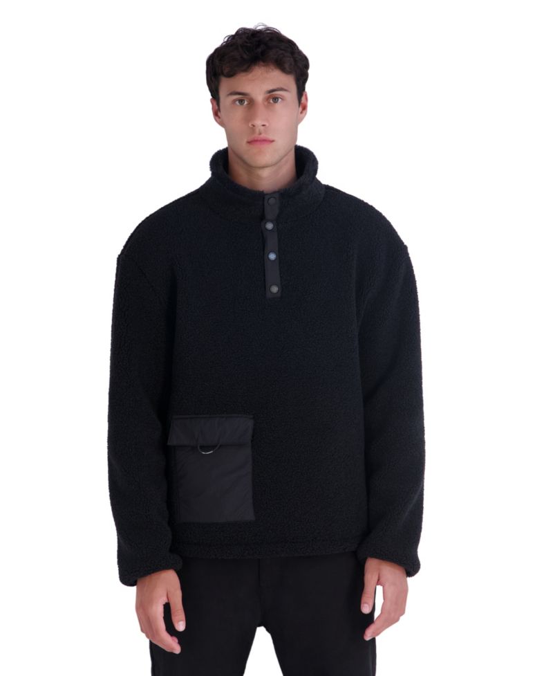 Mens's Mixed Media Sherpa Mock Neck Pullover