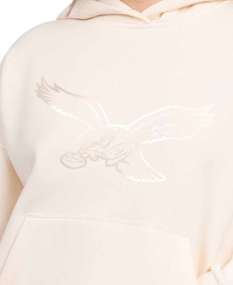 Women's Cream Philadelphia Eagles Pastel Relaxed Travel Hoodie