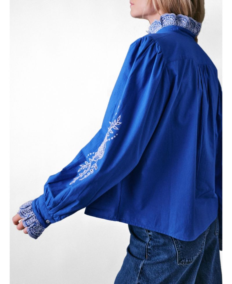Women's Jewel Trim Cotton Carla Blouse