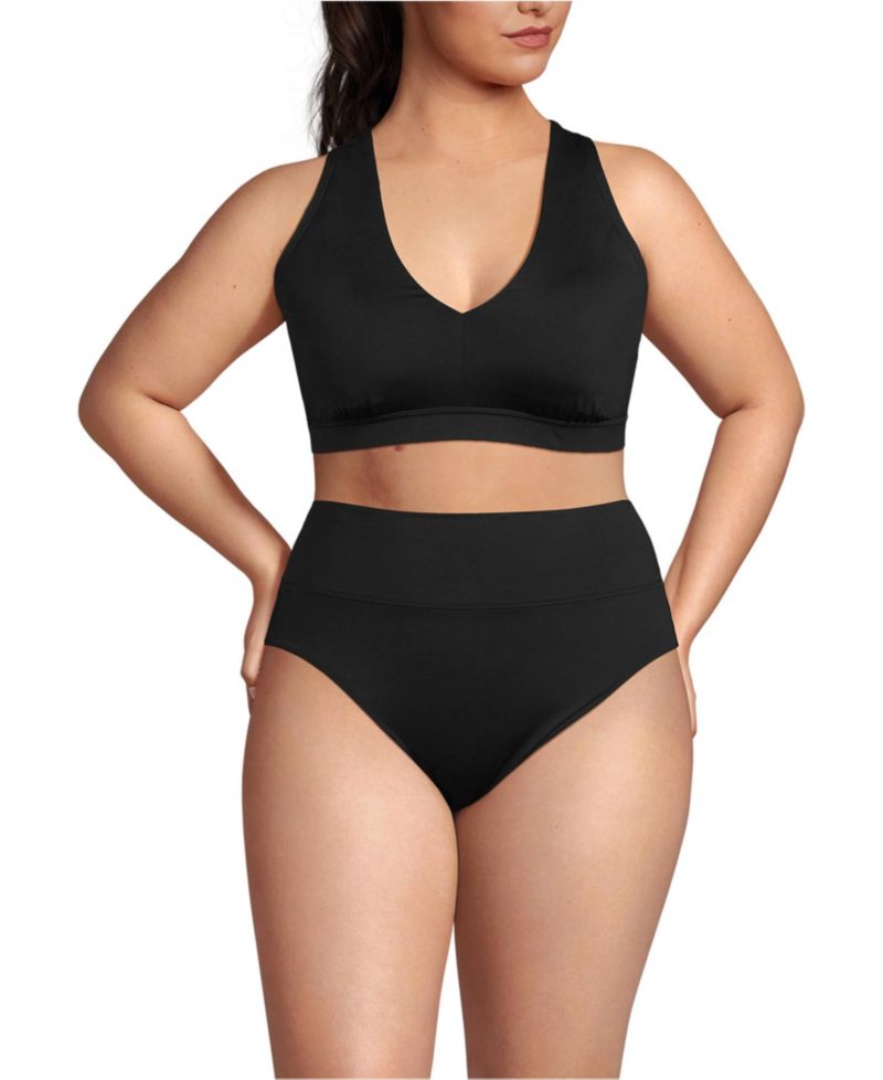 Plus Size V-Neck Bikini and High Waisted Bottom Swimsuit Set