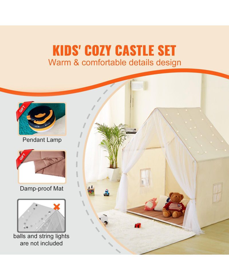 Ages 1-5 Yurt-Style Indoor-Outdoor Play Tent, Mat & Lamp, 3-Piece Set
