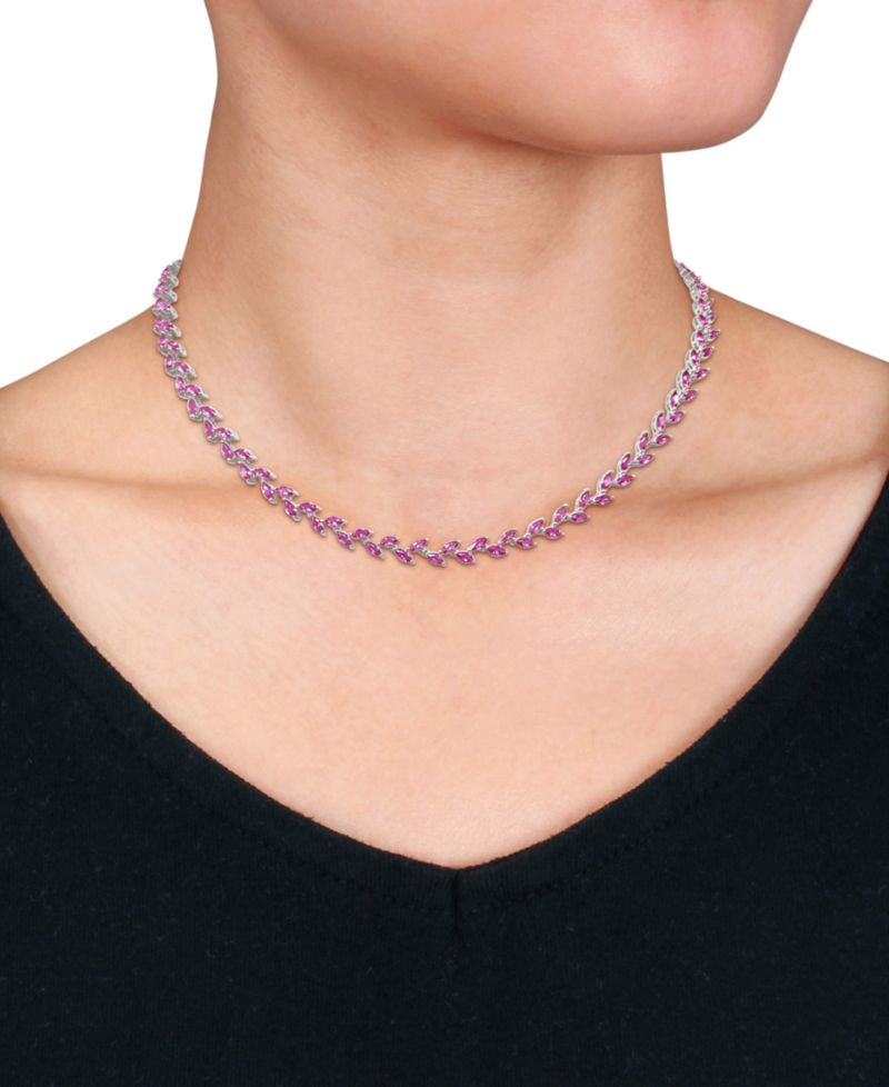 Lab-Created Pink Sapphire Marquise Vine 17" Collar Necklace (29 ct. t.w.)
