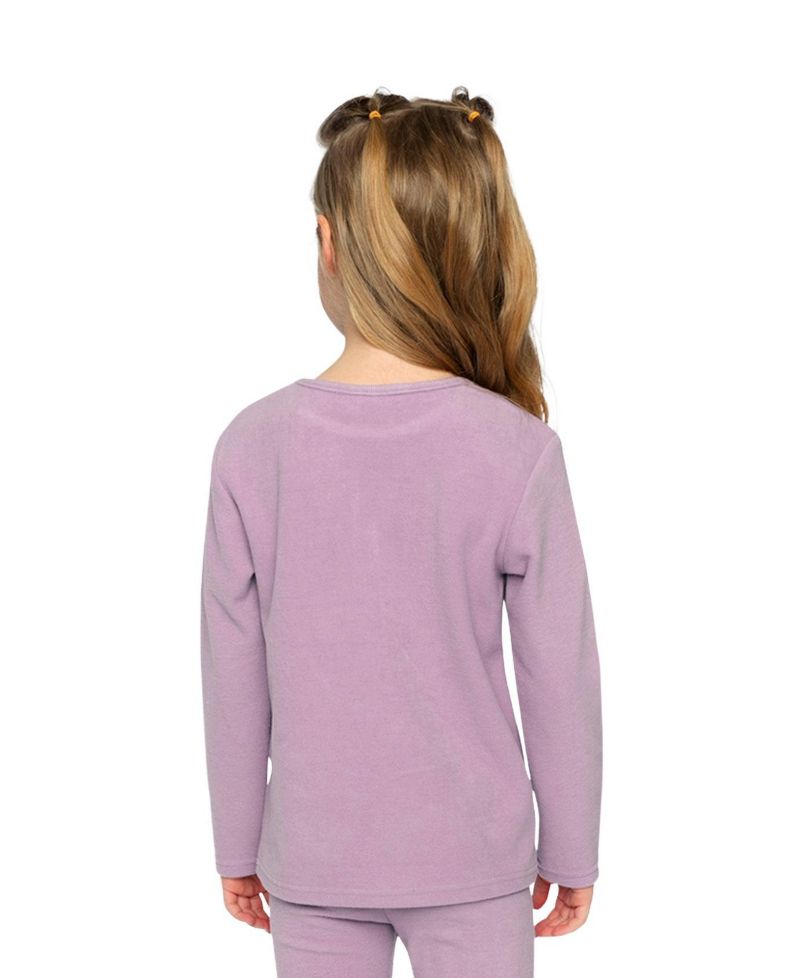 Little and Big Girl 6-14 Brushed Rib Crew Neck Top