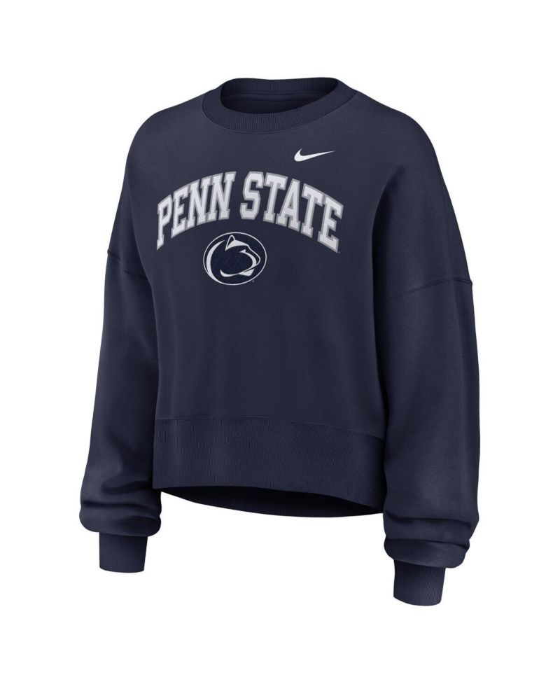 Women's Navy Penn State Nittany Lions Oversized Phoenix Arch Pullover Sweatshirt