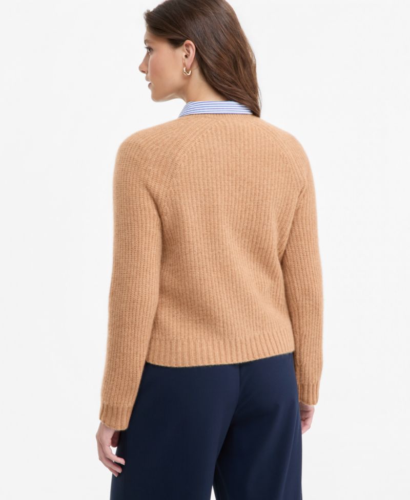 Plus Size 100% Cashmere Shaker Stitch Crewneck Sweater
