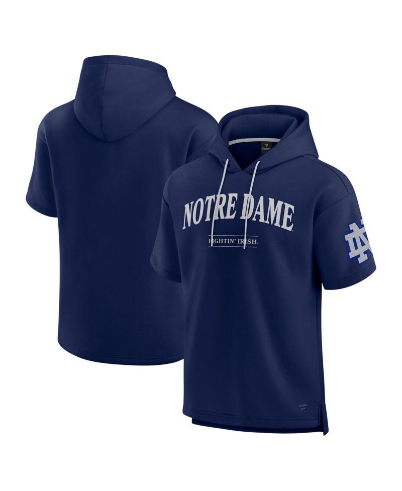 Men's Navy Notre Dame Fighting Irish Ready Short Sleeve Pullover Hoodie