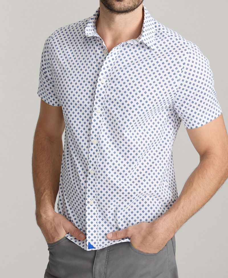 Men's Slim Fit Wrinkle-Free Performance Tidwell Short Sleeve Button Up Shirt
