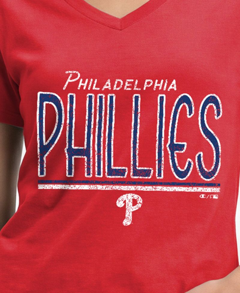 Women's Philadelphia Phillies Core V-Neck Cotton-Polyester Blend T-Shirt