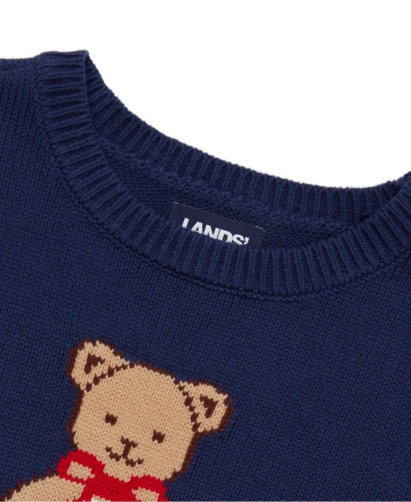 Girls' 4-16 Long-Sleeve Intarsia Graphic Crewneck Sweater