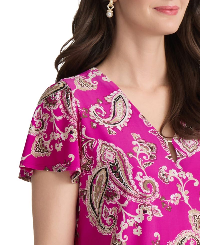 Women's Printed V-Neck Top