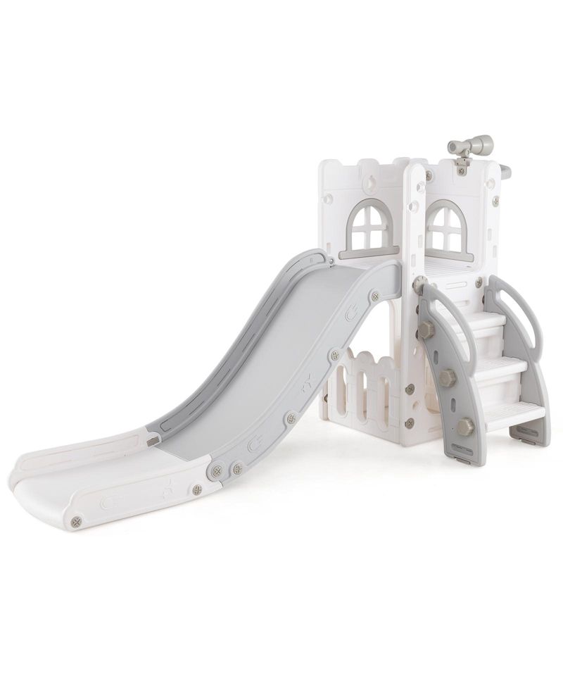 6-in-1 Kids Playground Set with Slide Ladder and Basketball Goal