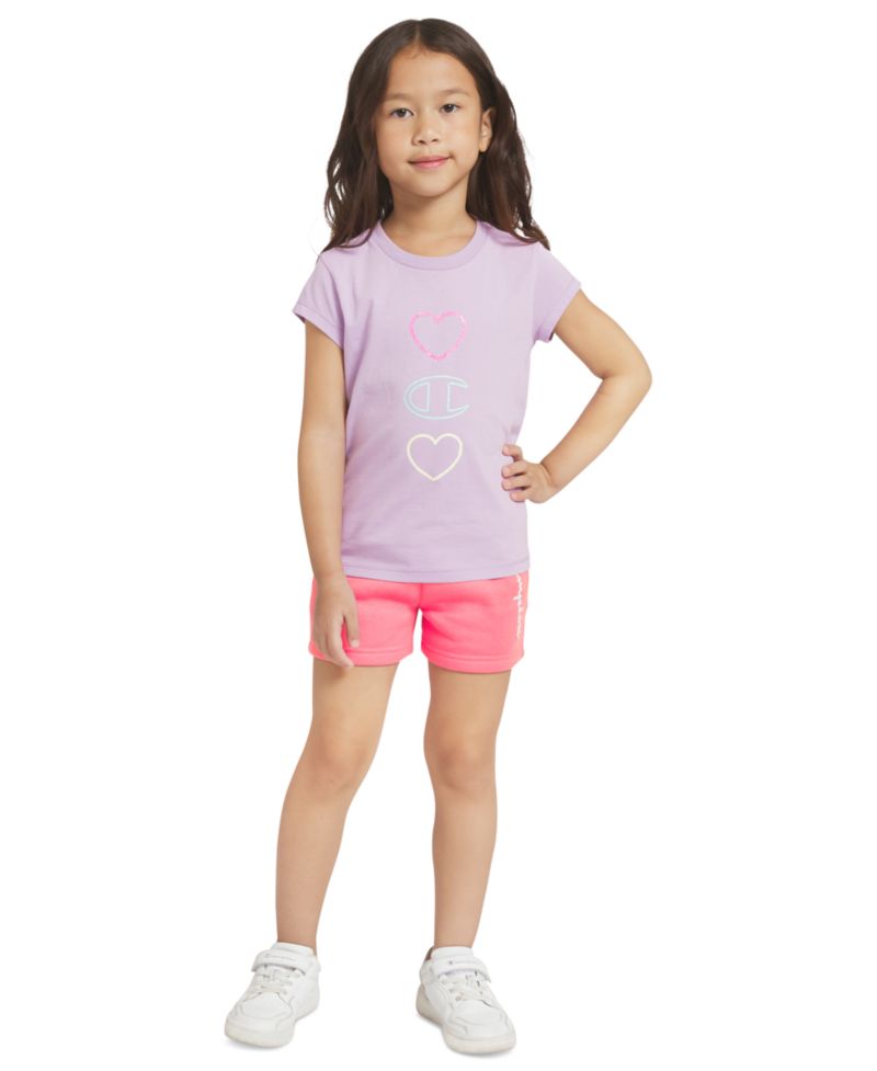 Girls' 4-6X Logo T-Shirt, Zip-Up Hoodie and Shorts, 3-Piece Set