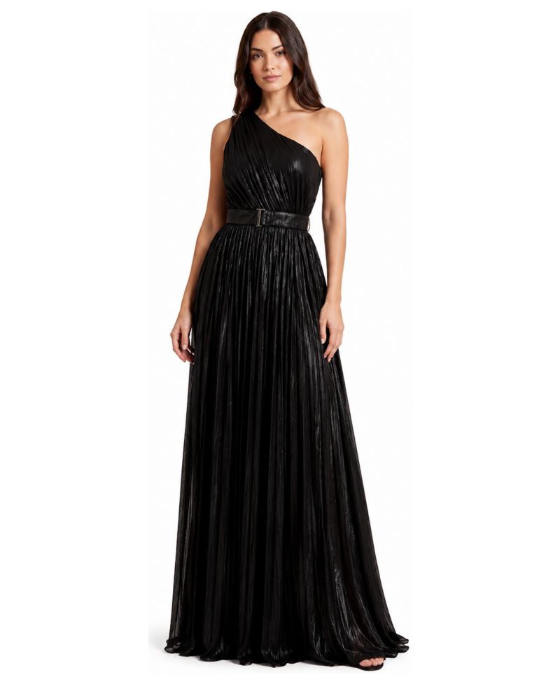 Plus Size One Shoulder Metallic Dress