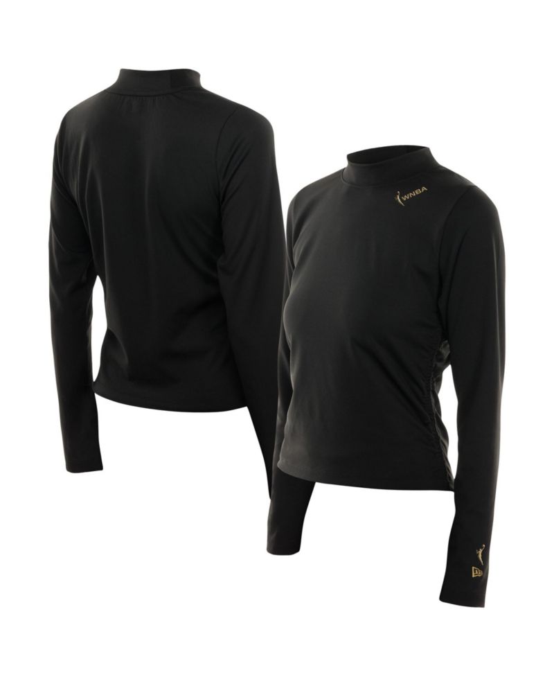 Women's Black WNBA Glam Game Mock Neck Long-Sleeve T-Shirt