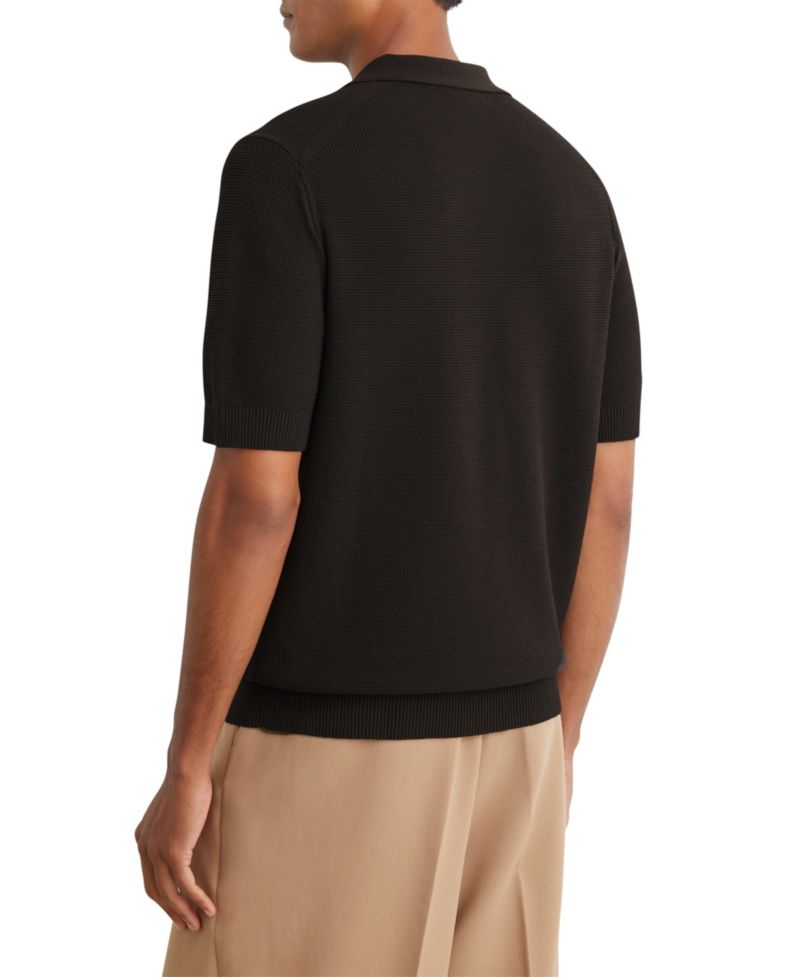 Men's Warren Basket-Stitch Knit Cotton-Blend Polo Shirt