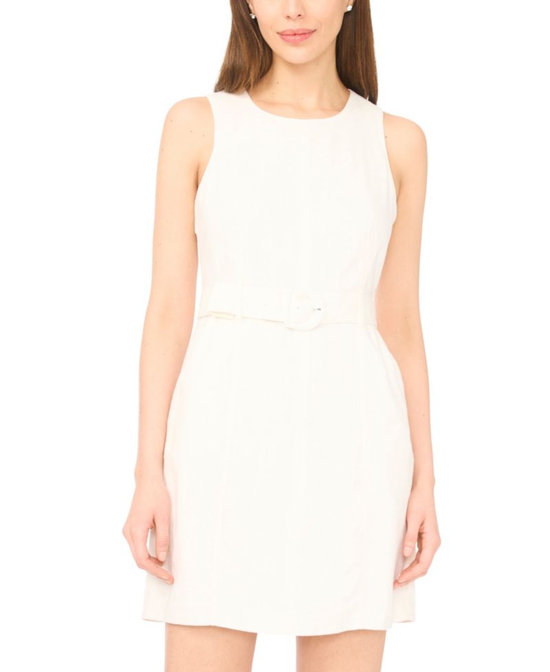 Women's Crewneck Belted Mini Dress