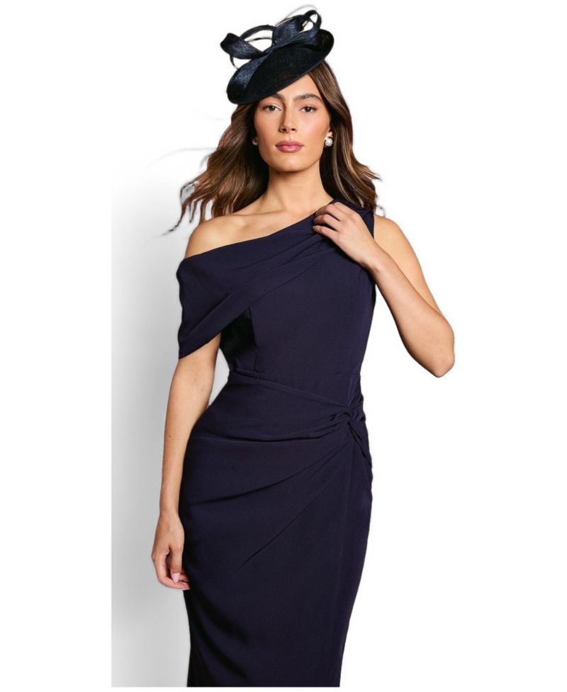 Women's One Shoulder Twist Front Pencil Dress