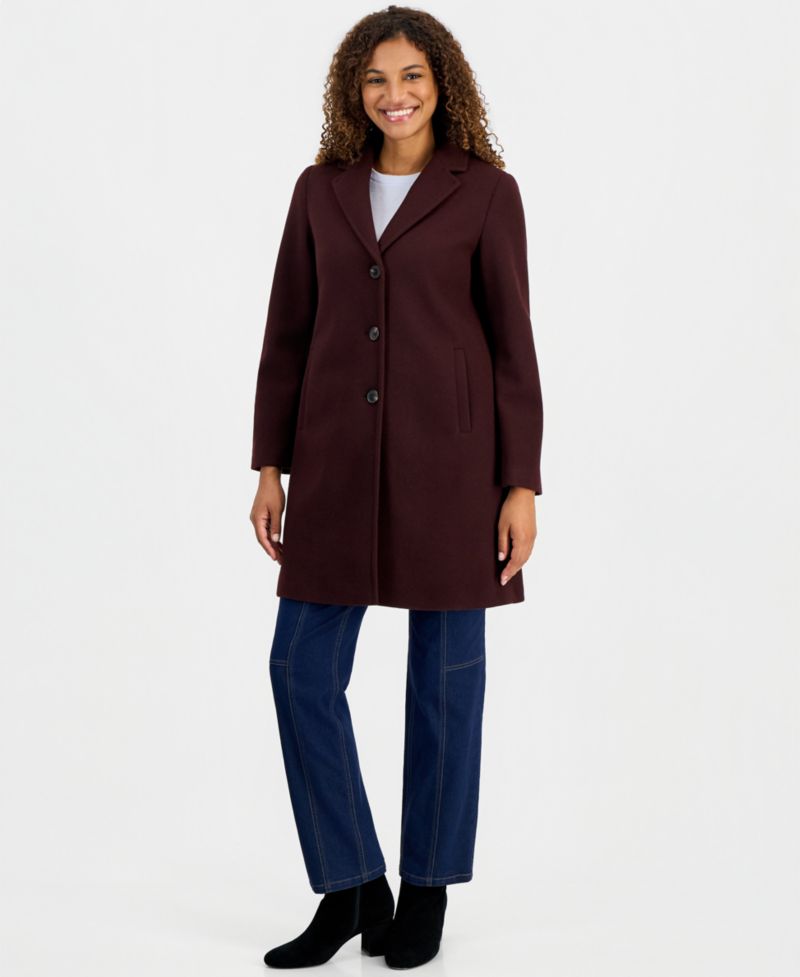Women's Single-Breasted Herringbone Walker Coat, Created for Macy's