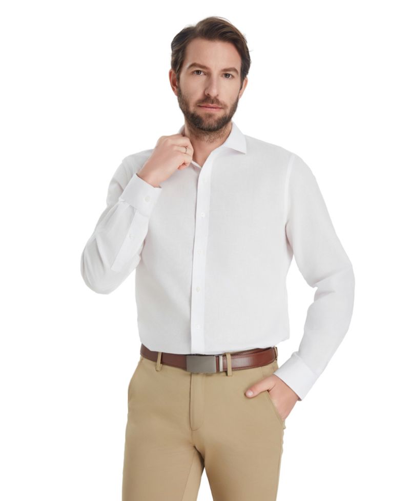 Men's Slim-Fit Linen Dress Shirt
