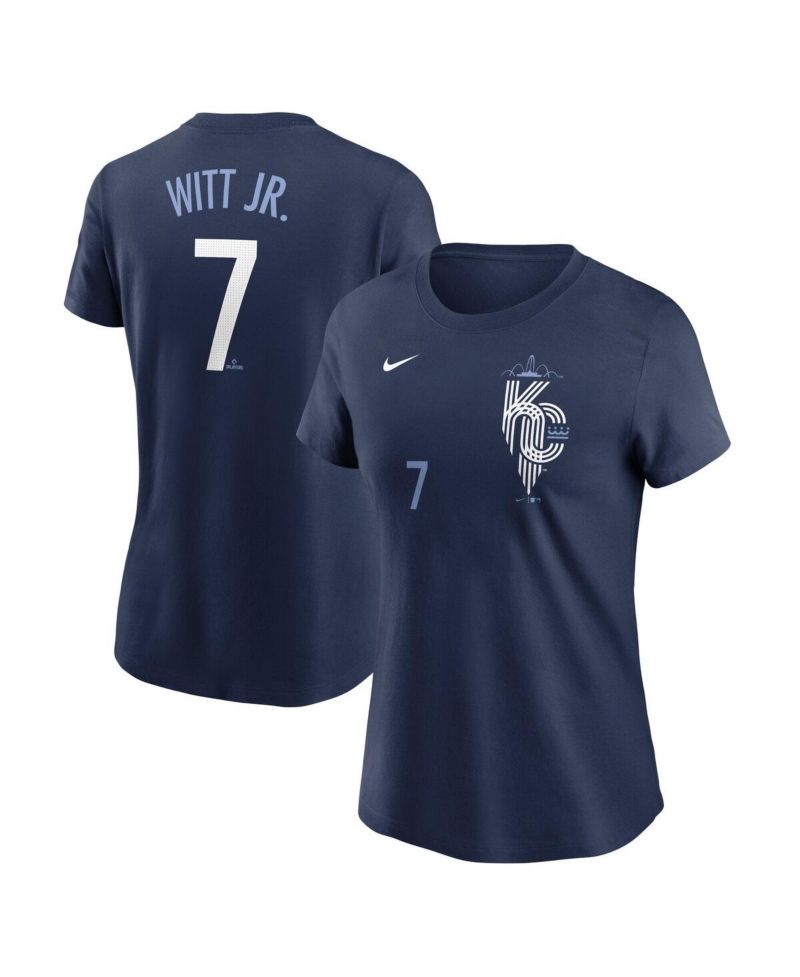 Women's Bobby Witt Jr. Navy Kansas City Royals City Connect Fuse Name & Number T-Shirt