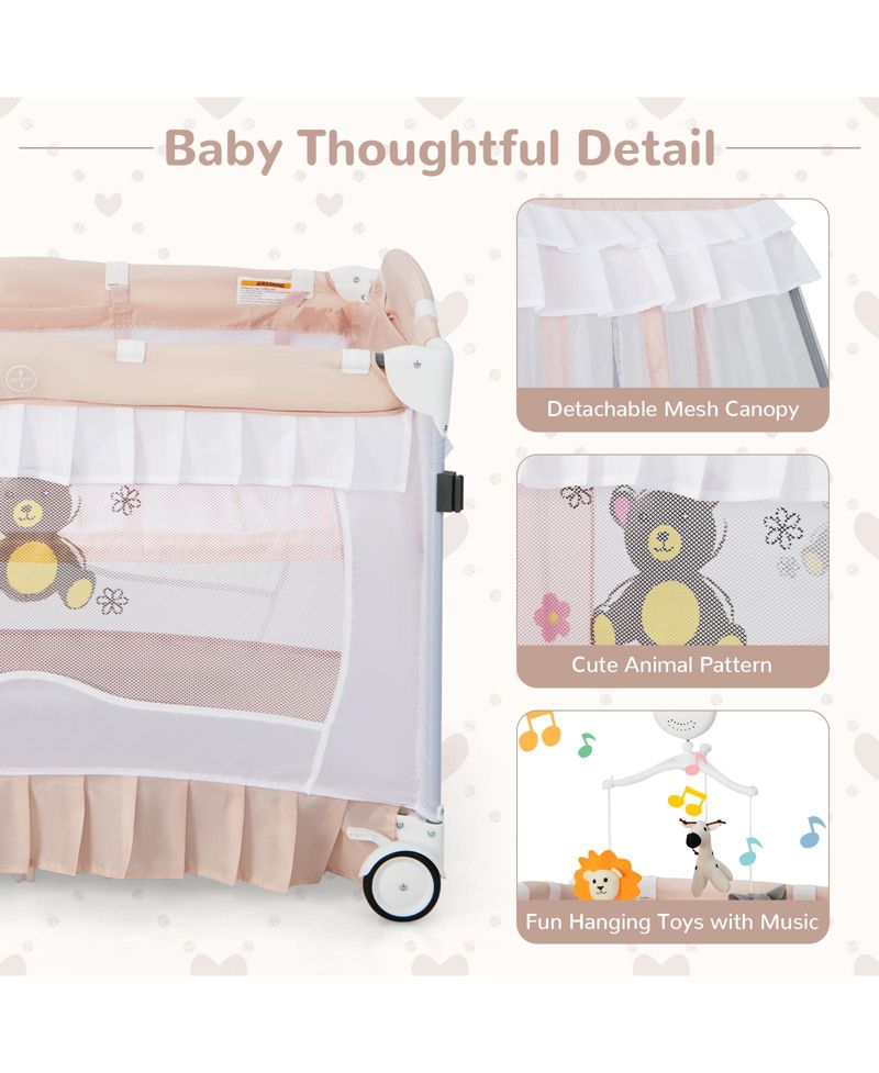 Convertible Baby Bassinet with Changing Table and Mesh Net