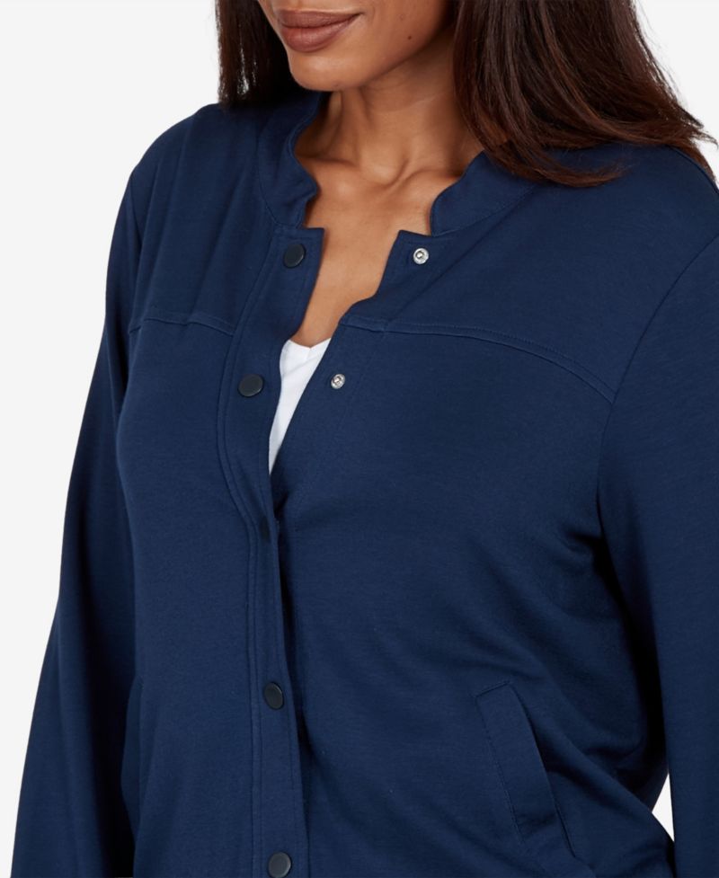 Petite Mandarin-Collar Bomber Jacket