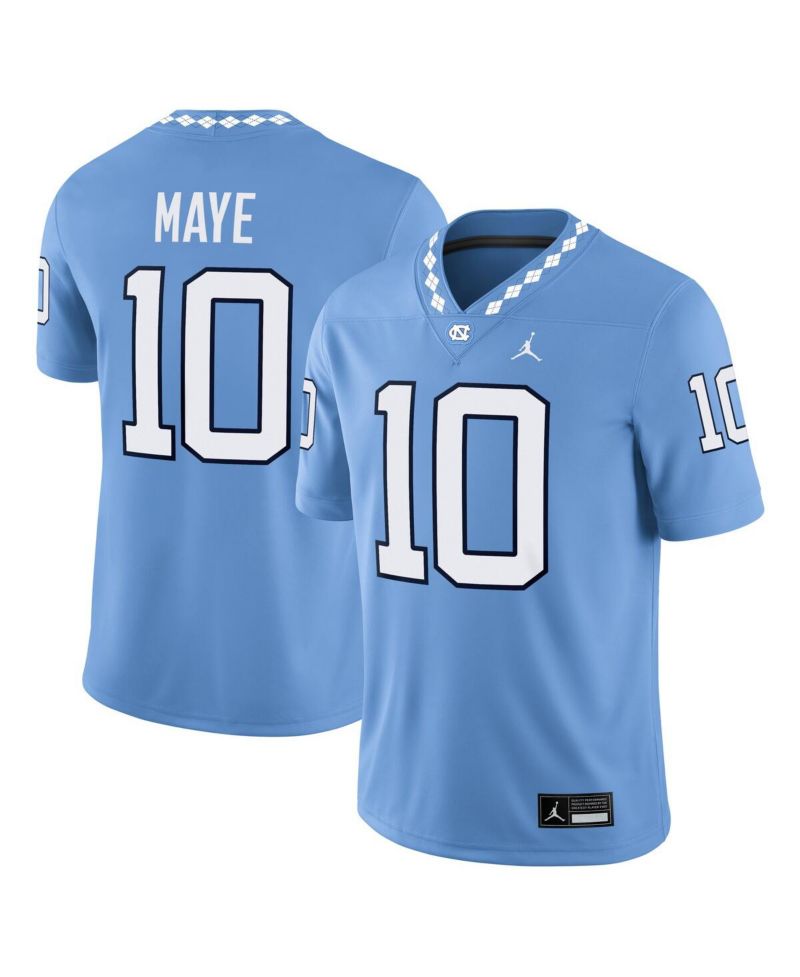 Men's Jordan Drake Maye Light Blue North Carolina Tar Heels Home Game Jersey