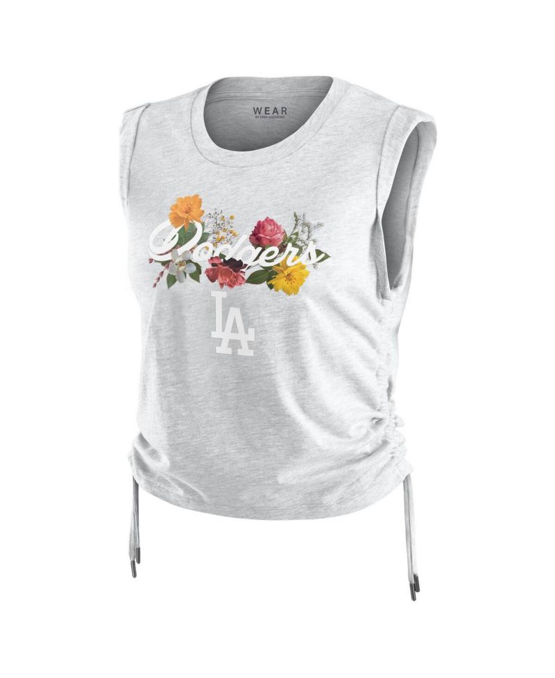 Women's Heather Gray Los Angeles Dodgers Cinched Tank Top