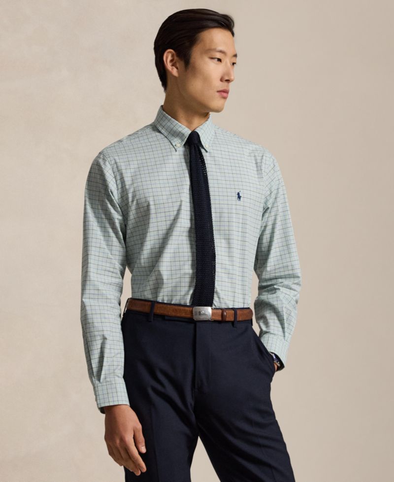 Classic-Fit Checked Stretch Poplin Shirt