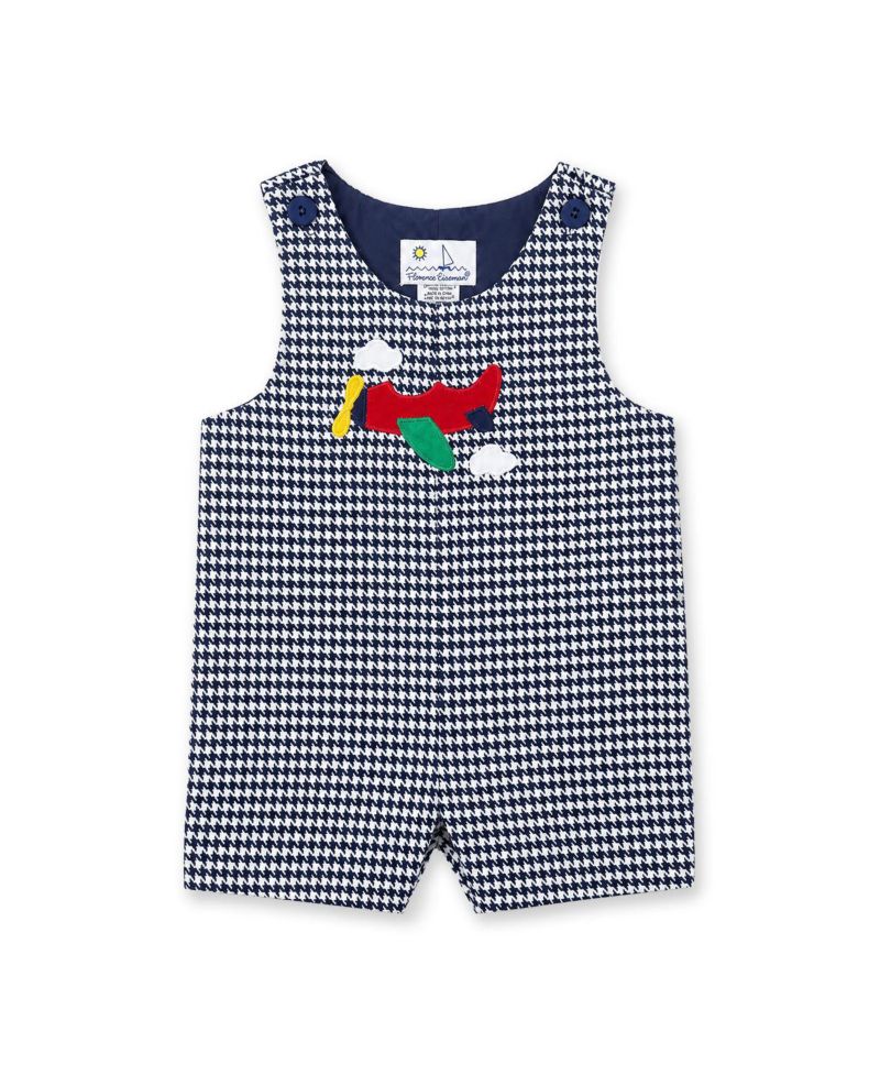 Baby Boys' Houndstooth Airplane-Applique Romper