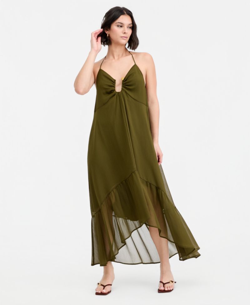 Women's Chiffon Halter High-Low Maxi Dress