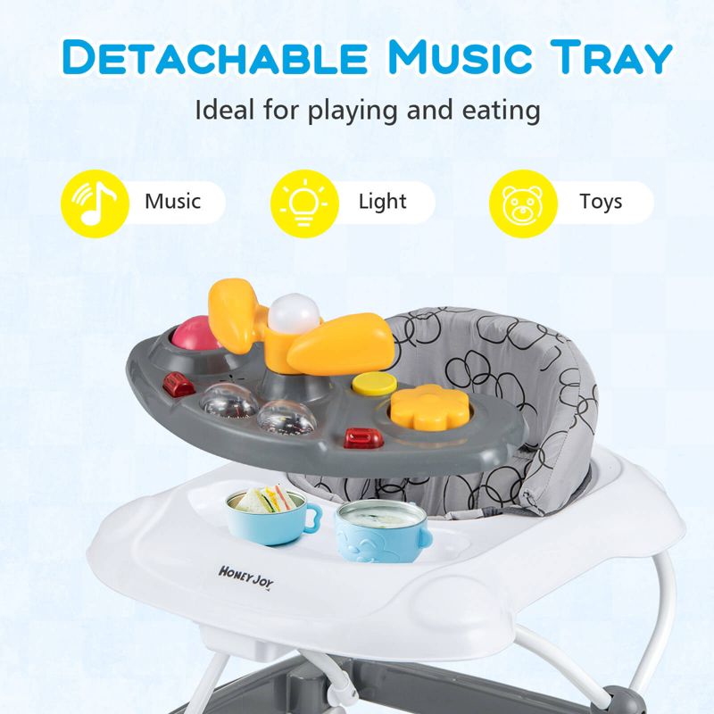 Foldable Baby Walker with 3 Adjustable Heights Comfy Padded Seat