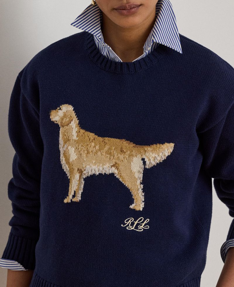 Petite Intarsia-Knit Crewneck Sweater